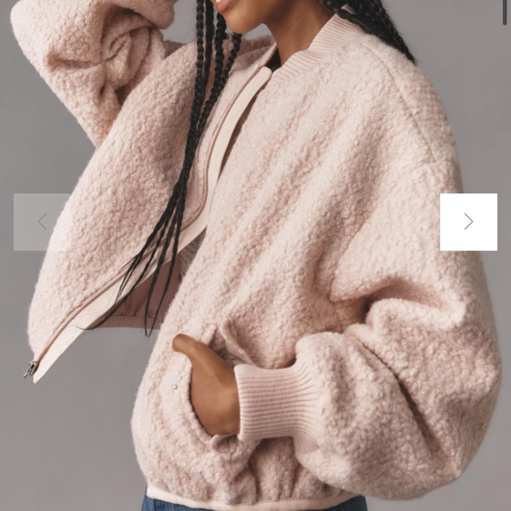 By Anthropologie Pink Sherpa Boomer Jacket